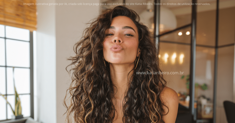 Mulher com cabelos cacheados / ondulados