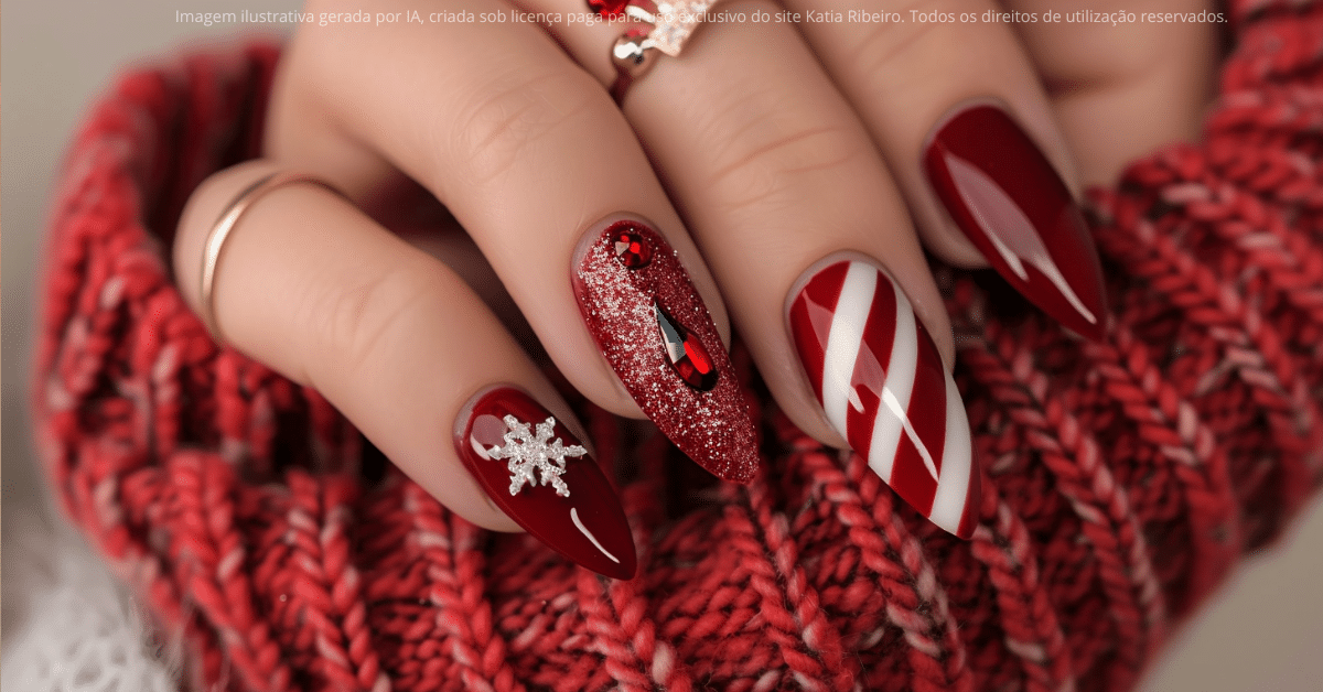DIY: Você vai arrasar nesse Natal com essas lindas ideias de unhas decoradas com temas natalinos!