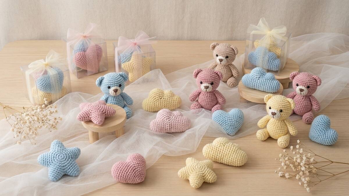 Lembrancinhas de crochê infantil para um chá de bebê ainda mais especial