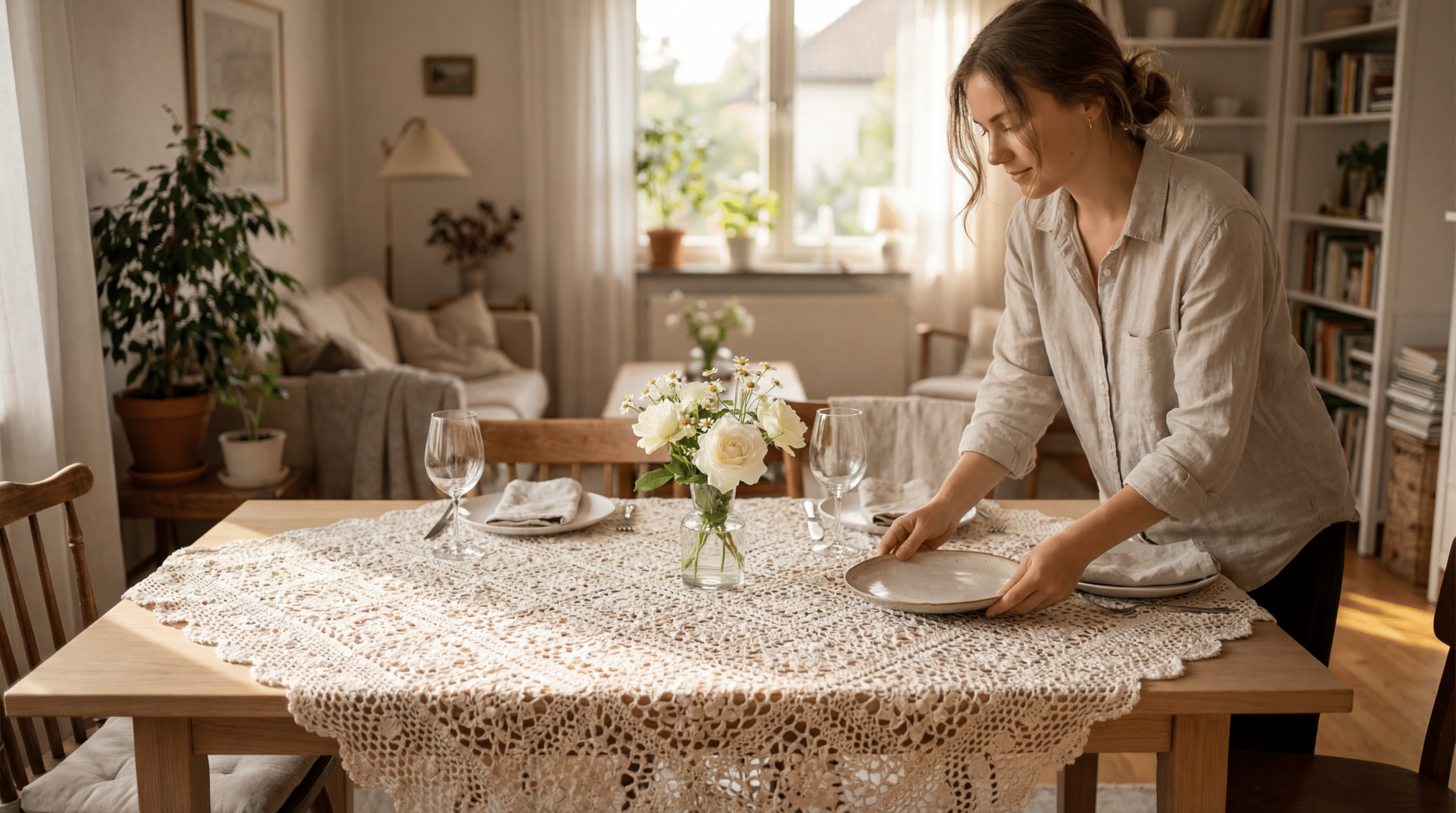 9 toalhas de mesa em crochê que valorizam sua decoração com gráficos inspiradores