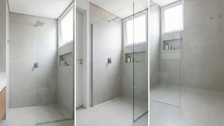Modelo claro de conceito de banheiro walk in
