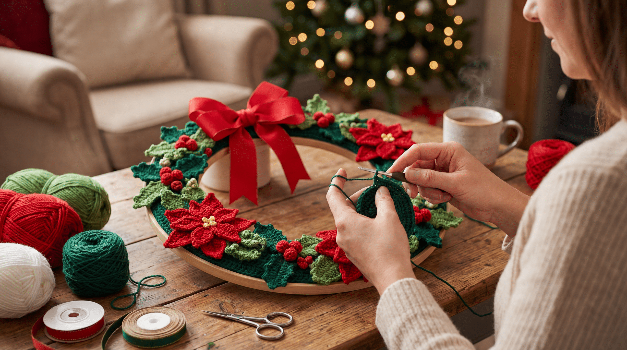 Como fazer guirlanda de Natal em crochê linda para decorar e vender