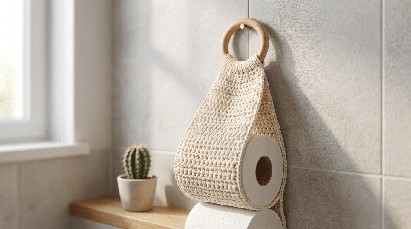 5 ideias criativas de porta-papel higiênico em crochê para decorar o seu banheiro