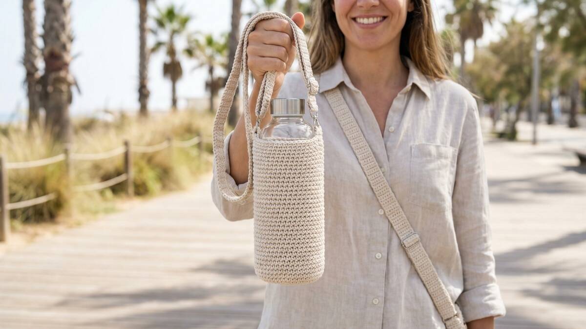 Veja 21 porta garrafas em crochê charmosos para usar no verão