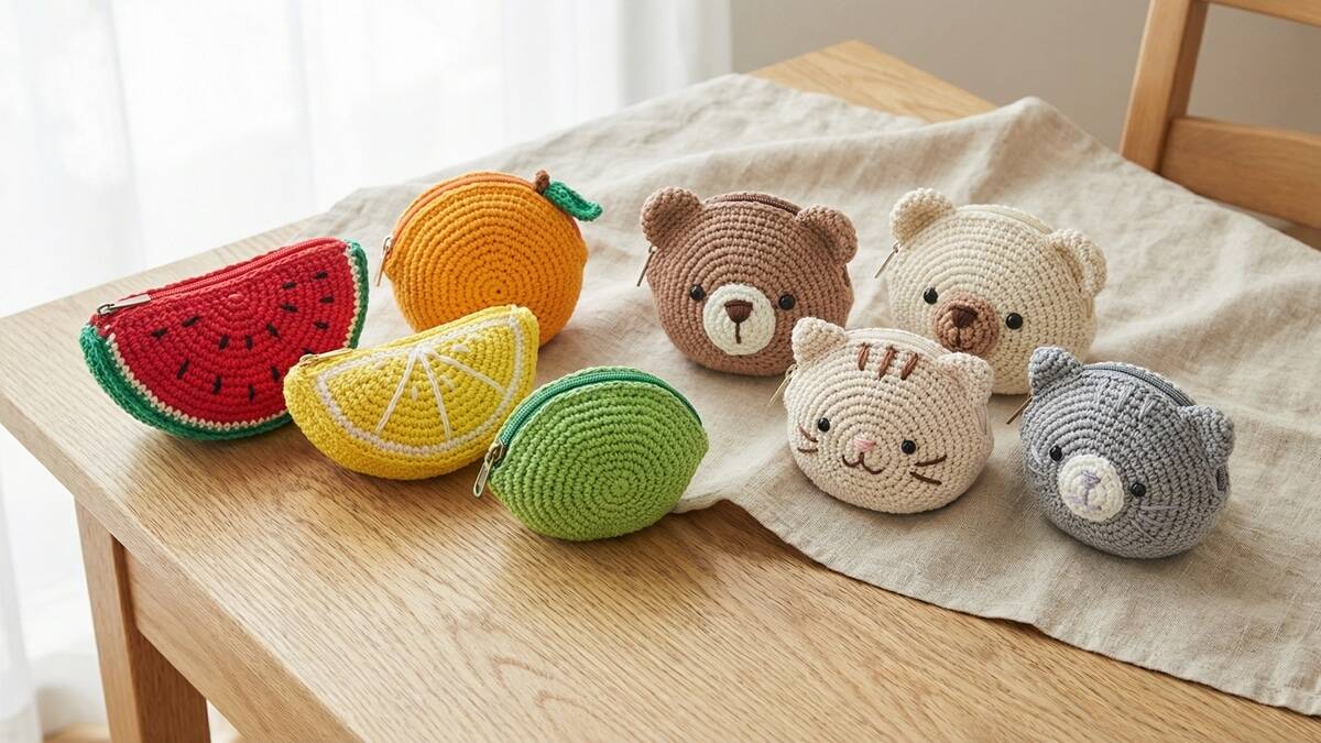 Organize suas bolsas com porta-moedas de crochê fáceis e práticos