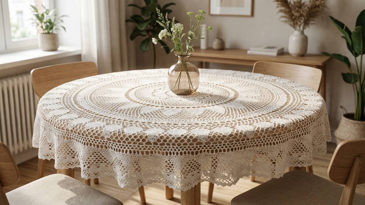 Aposte em toalhas de mesa em crochê rendado para mudar a sua decoração!