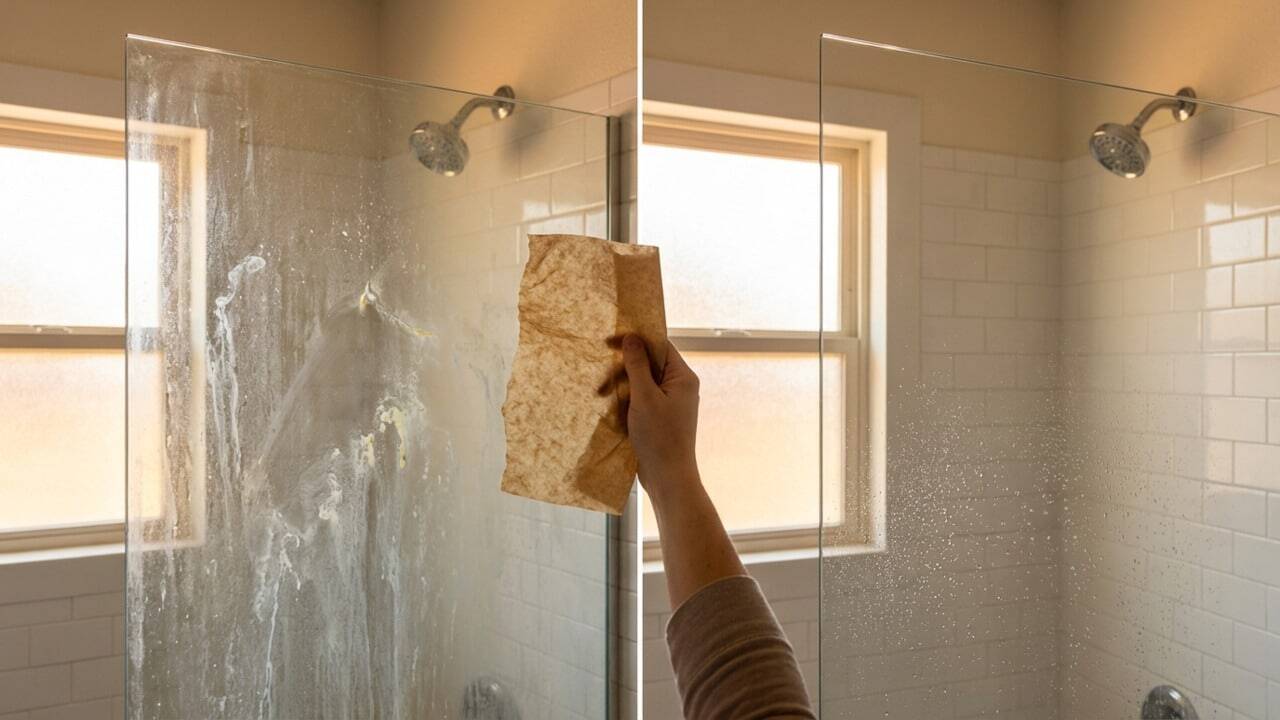 Truque simples remove manchas de calcário, dá brilho e protege o box do banheiro em 1 minuto