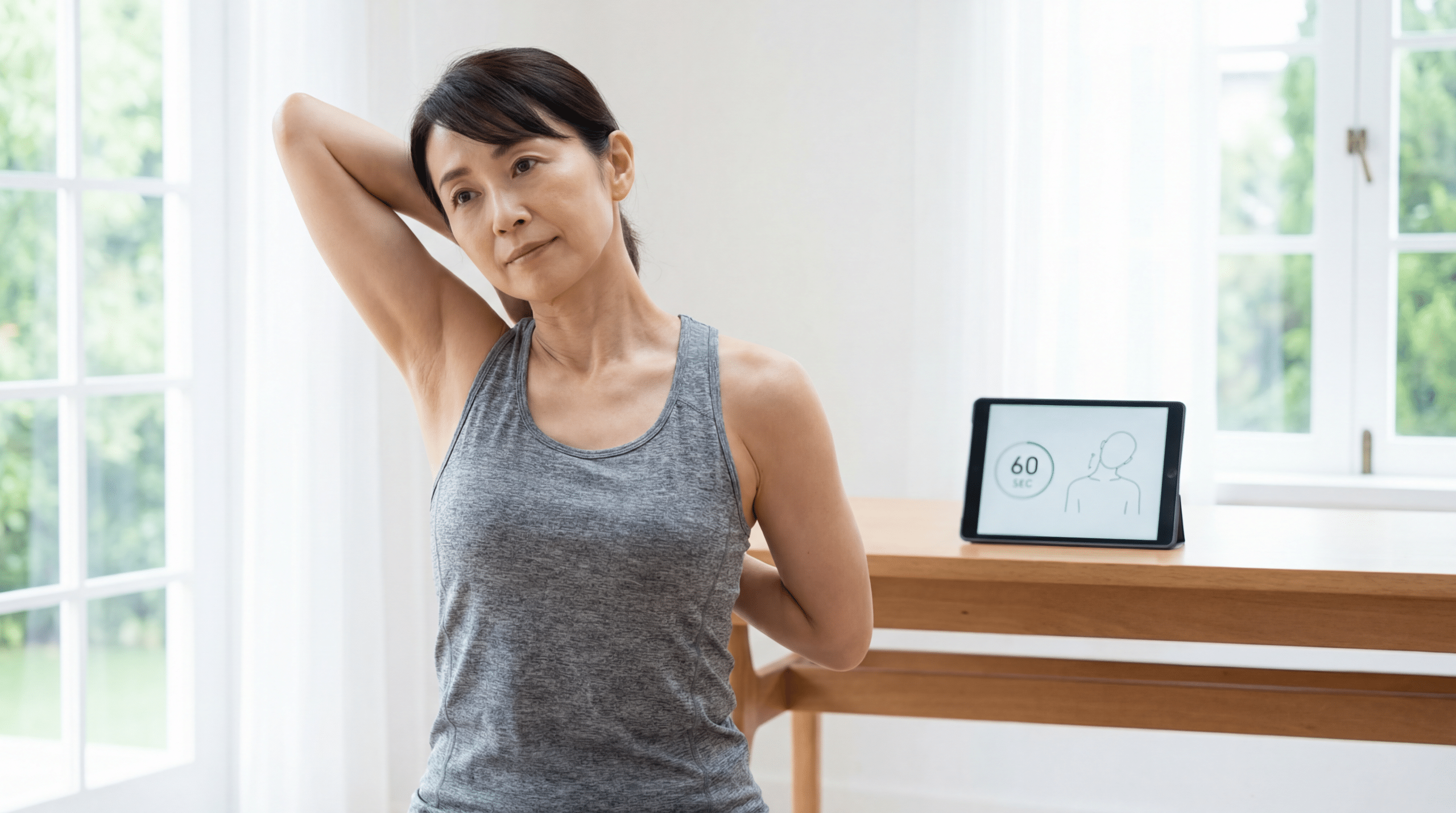 O exercício japonês de 1 minuto para destravar o pescoço e aliviar a tensão nos ombros