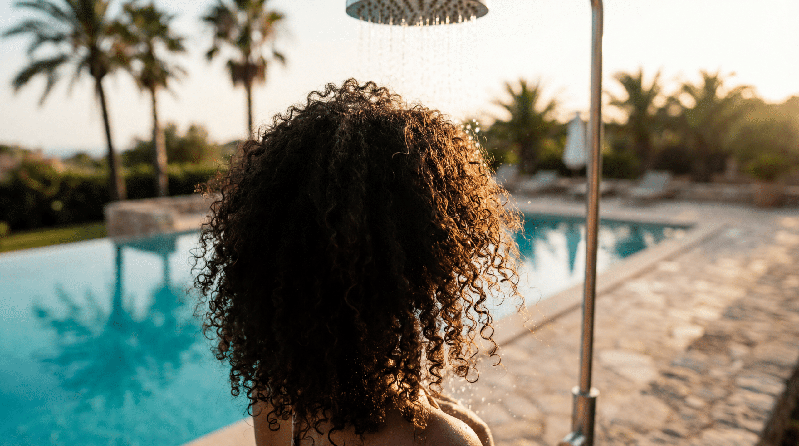 Por que você deve parar de lavar os cachos com água quente após sair da piscina