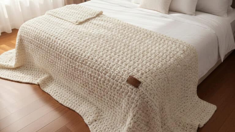 Peseira de cama em crochê para deixar a decoração do quarto com cara de hotel