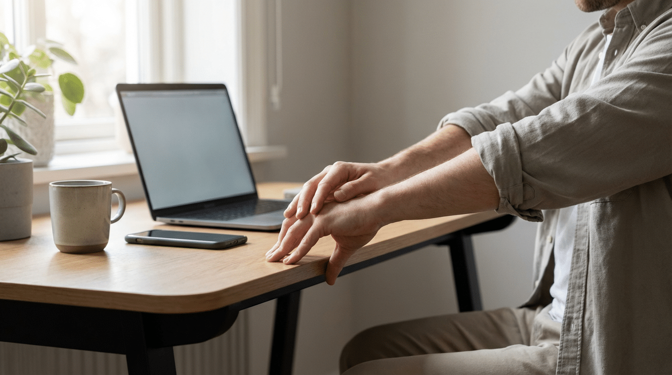 Movimento de 30 segundos com os dedos para aliviar as dores de quem passa o dia digitando