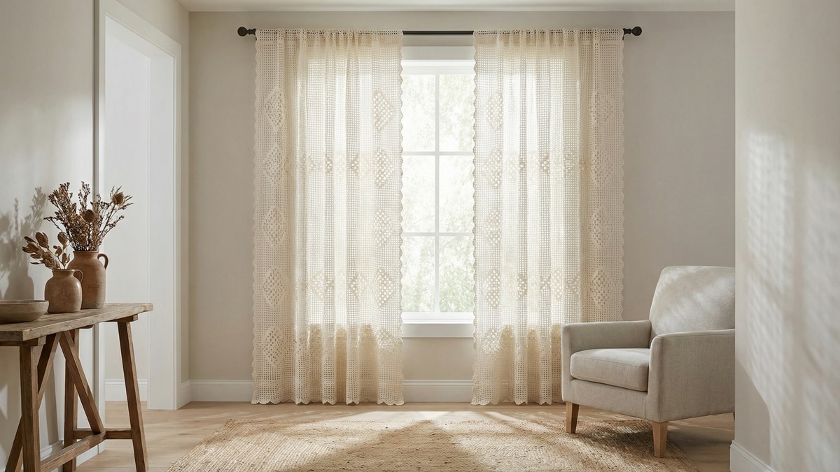 Deixe seu lar encantador com estas 15 cortinas de crochê lindas