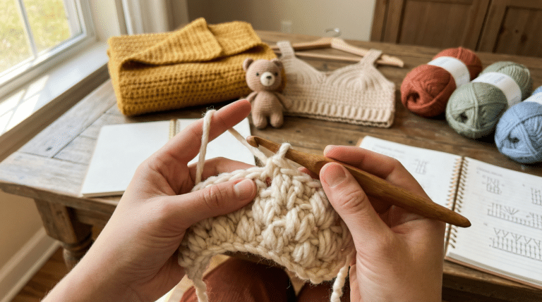 Crocheting Hands Close-up