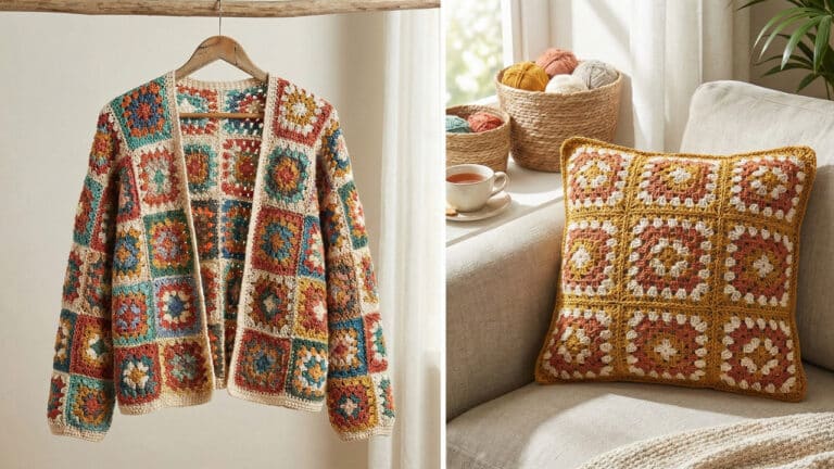 Duas formas modernas da utilização dos squares de crochê