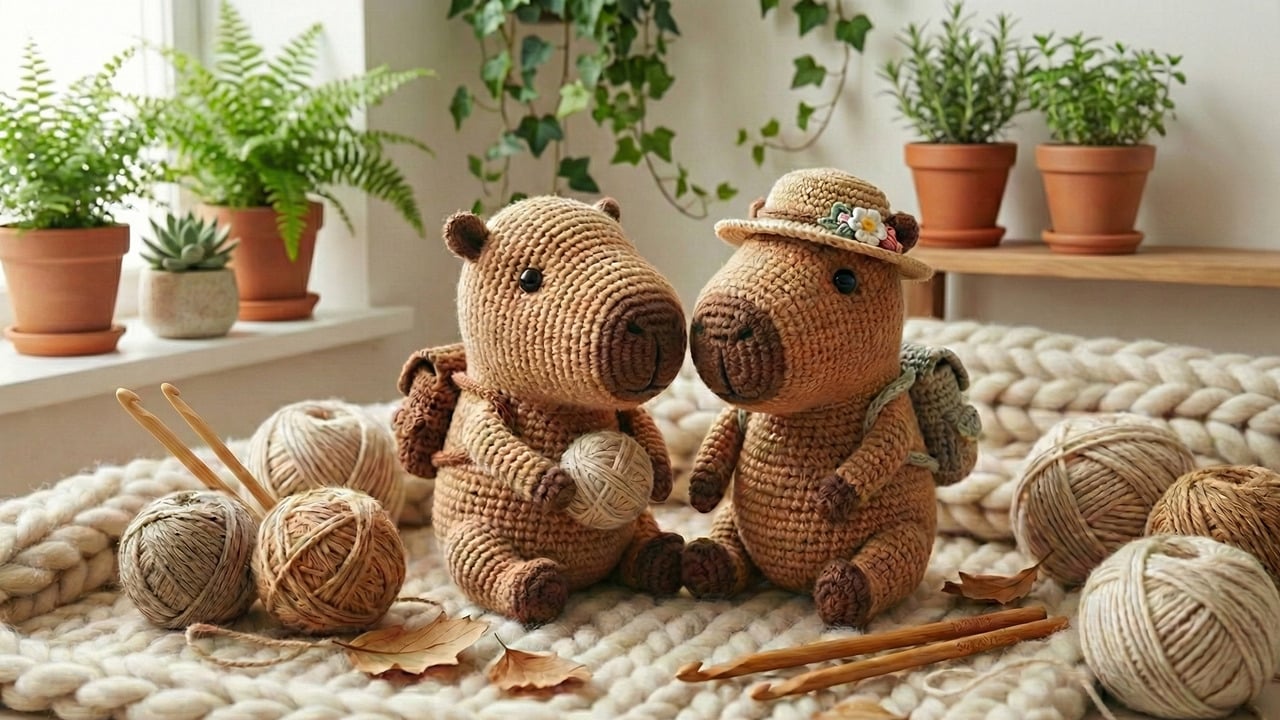 Crochê de capivaras conquista pela fofura na técnica do amigurumi