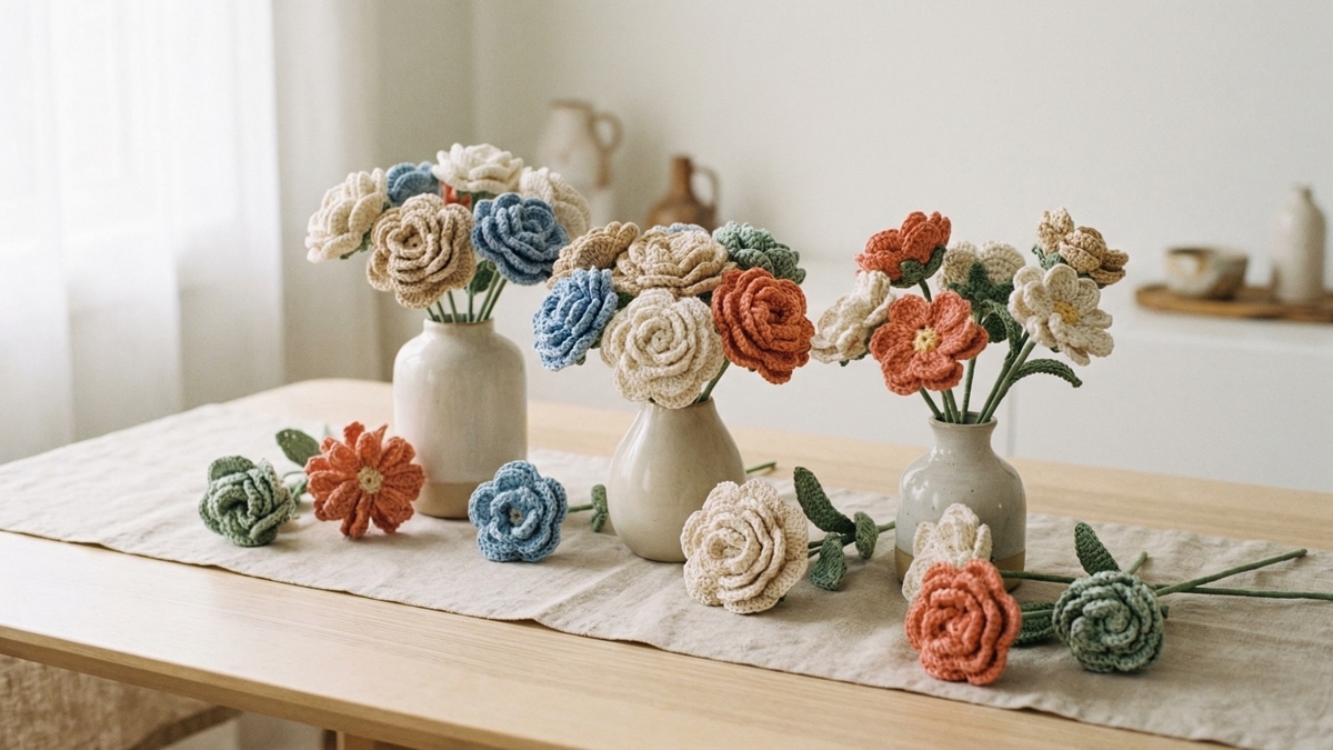 Comece a fazer flores de crochê incríveis com estes gráficos fáceis