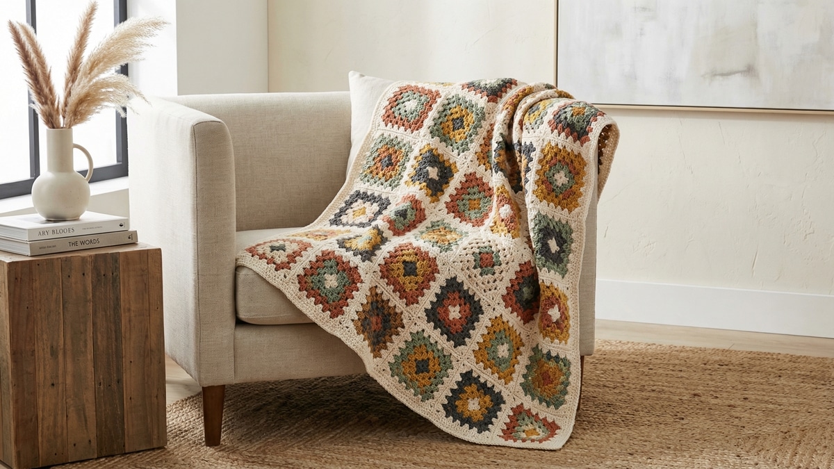 Mantas de crochê com squares que vão transformar os seus ambientes!