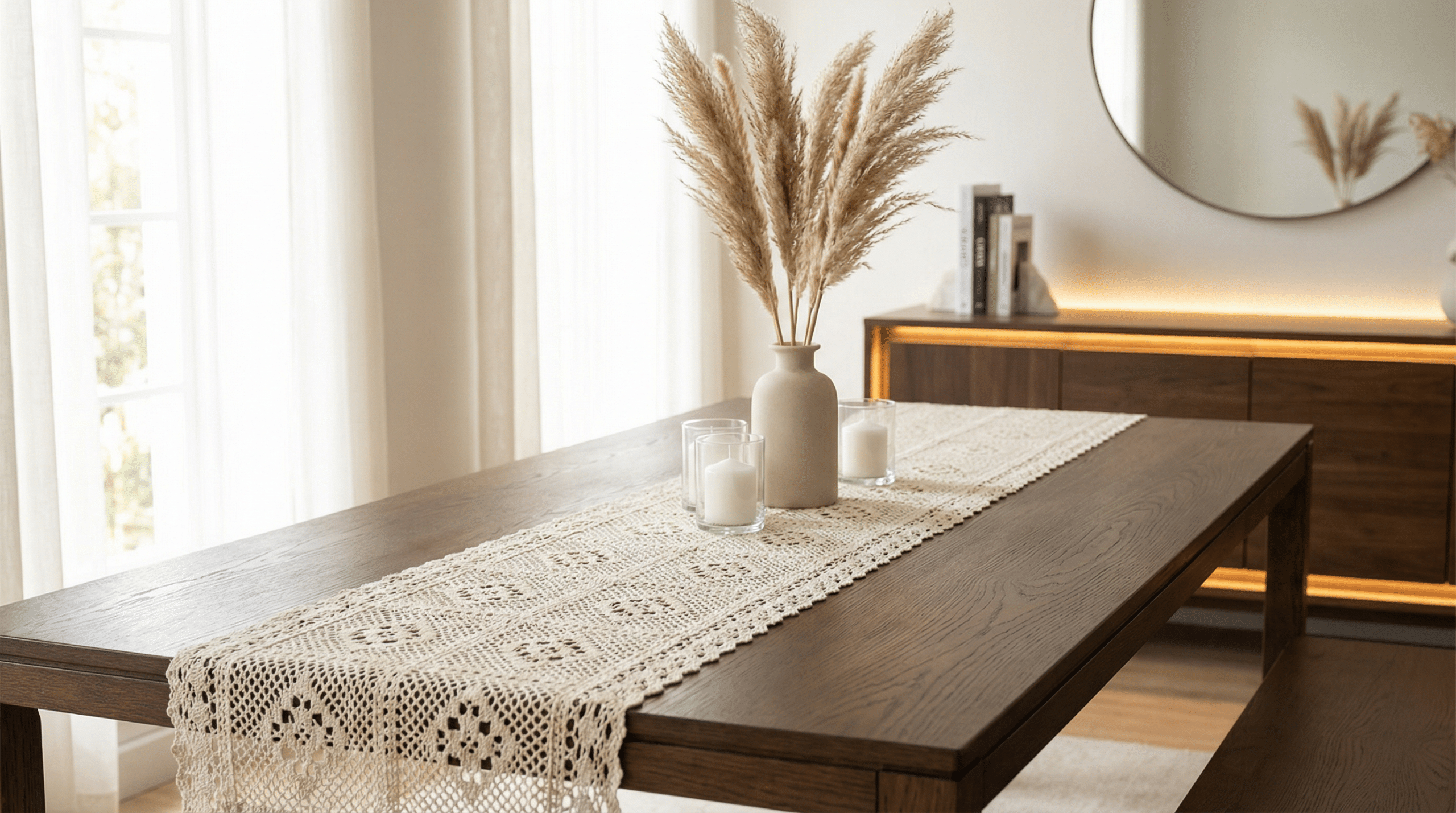 14 caminhos de mesa em crochê com gráficos: a sofisticação do artesanato