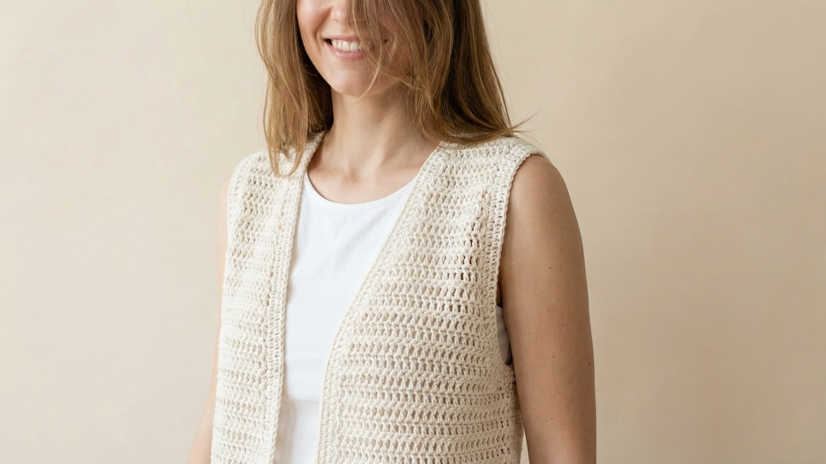 Aposte nos coletes de crochê para transformar qualquer look básico
