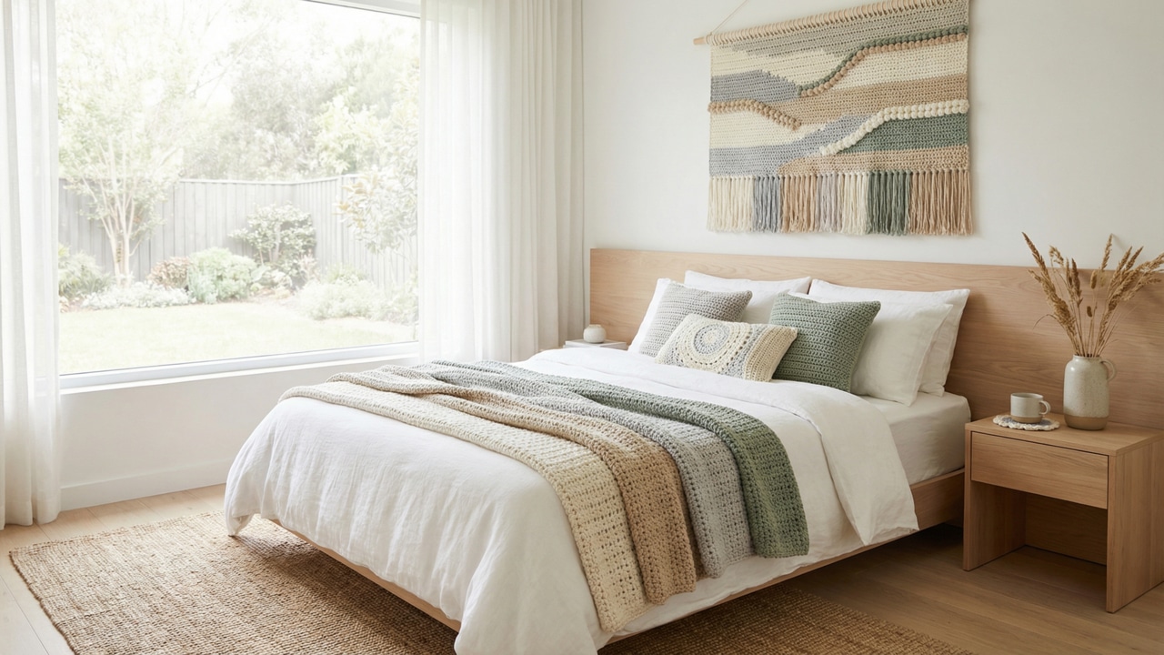 Cores e crochê para quarto escandinavo que trazem paz para o seu lar
