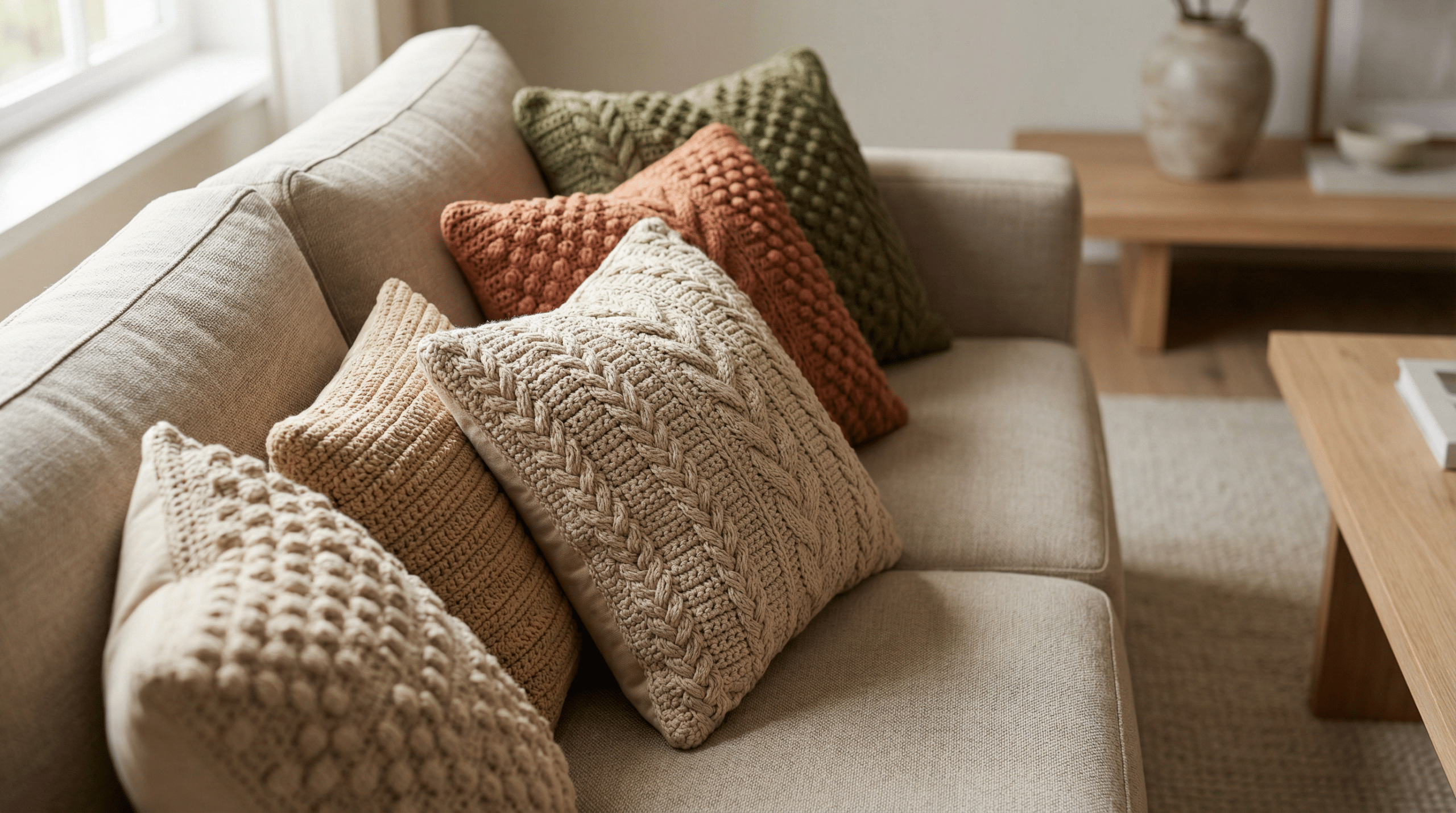 Almofadas de crochê na decoração: como usar texturas para transformar sua sala