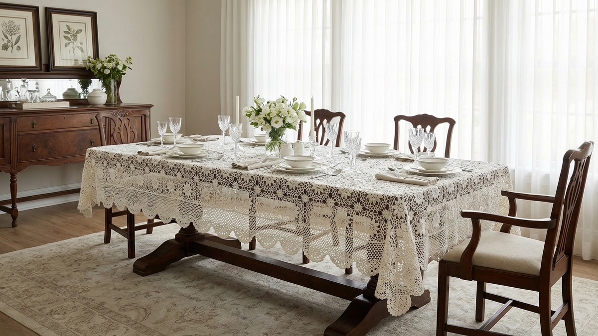 Transforme sua casa com toalhas de mesa em crochê finas