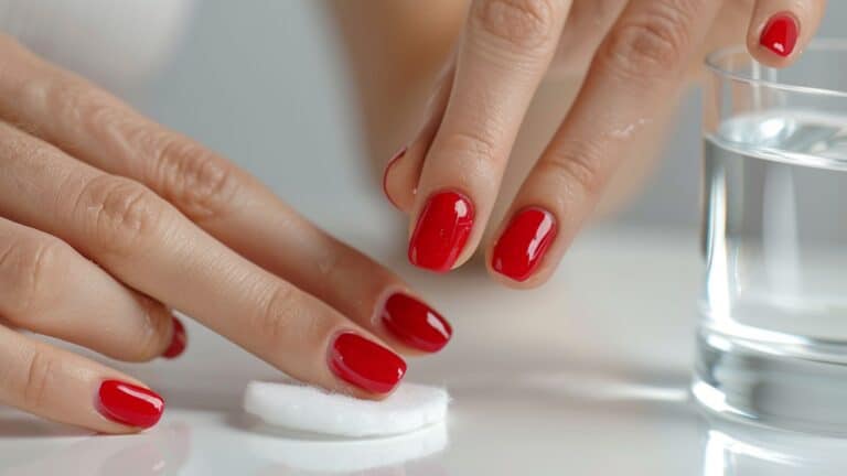 Mulher tirando esmalte da unha