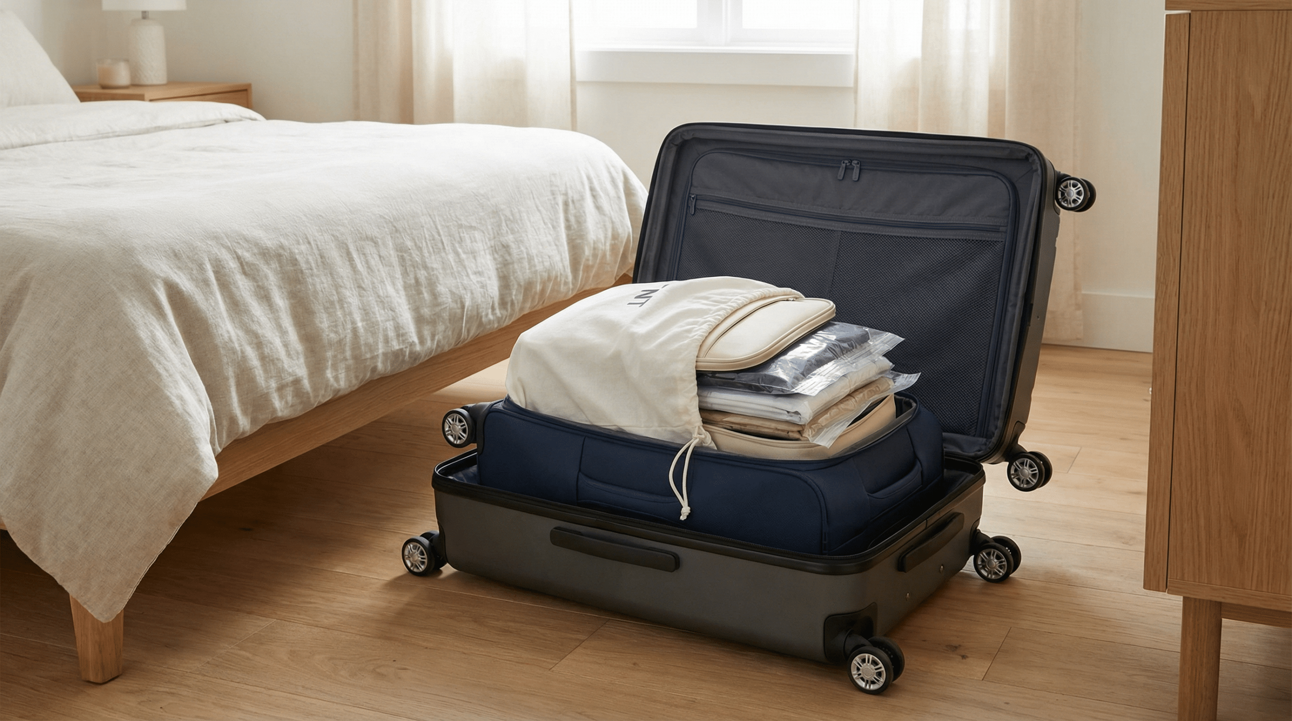 Como guardar as malas de viagem para ganhar espaço no armário sem amassar suas roupas