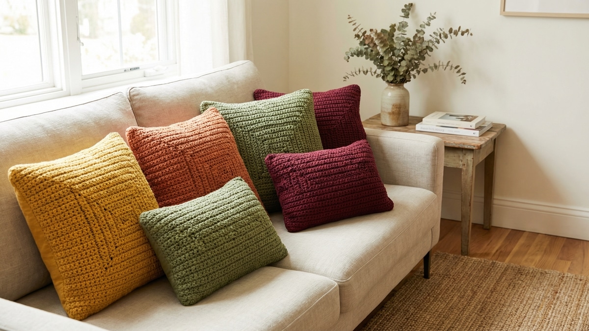Deixe sua casa mais vibrante com lindas almofadas de crochê coloridas