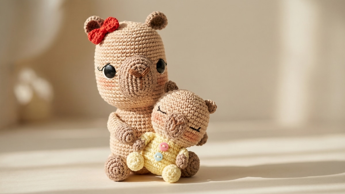 Encante a todos com o amigurumi das capivaras mamãe e bebê