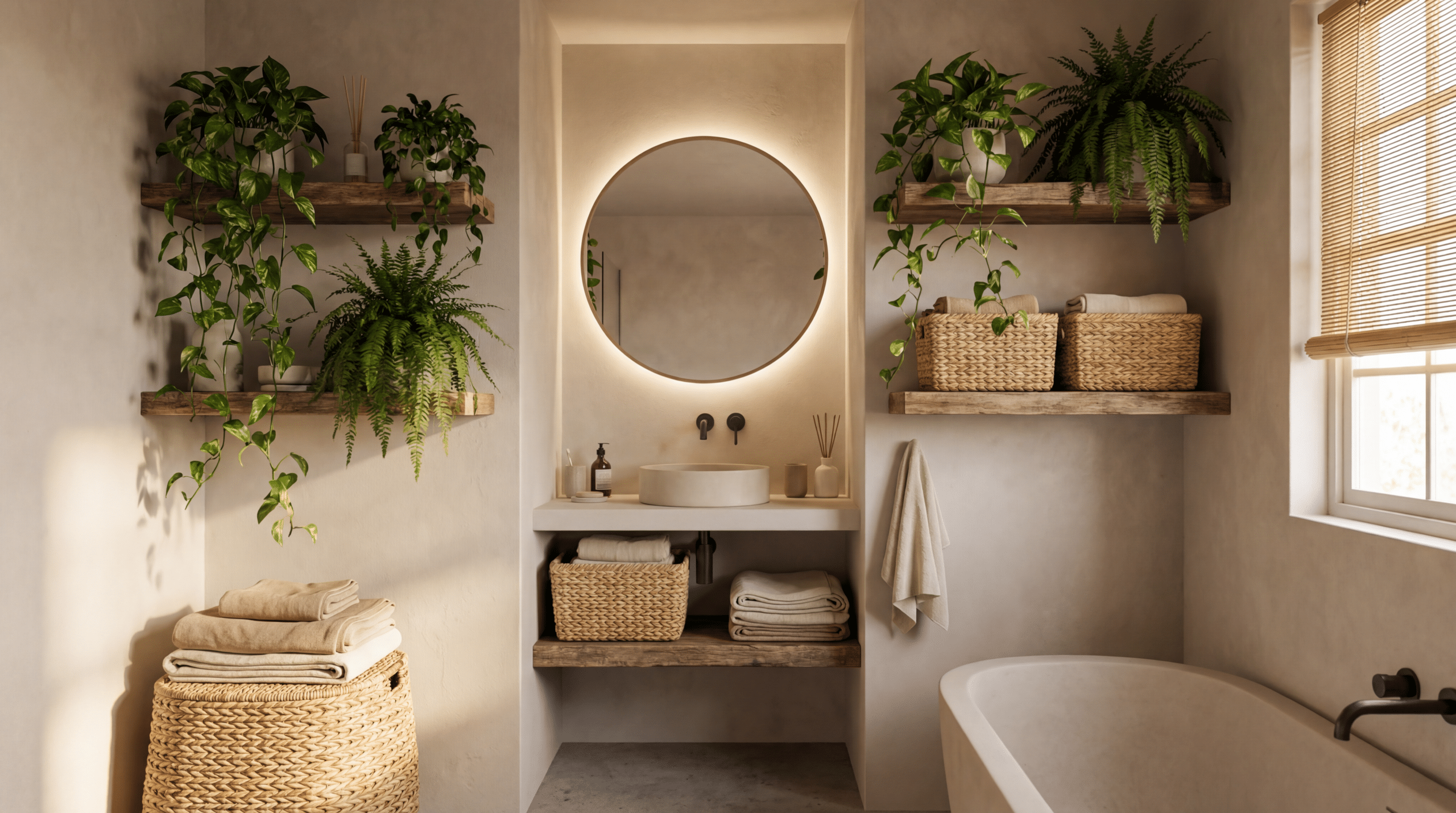 7 soluções criativas para decorar banheiros pequenos com foco em aconchego