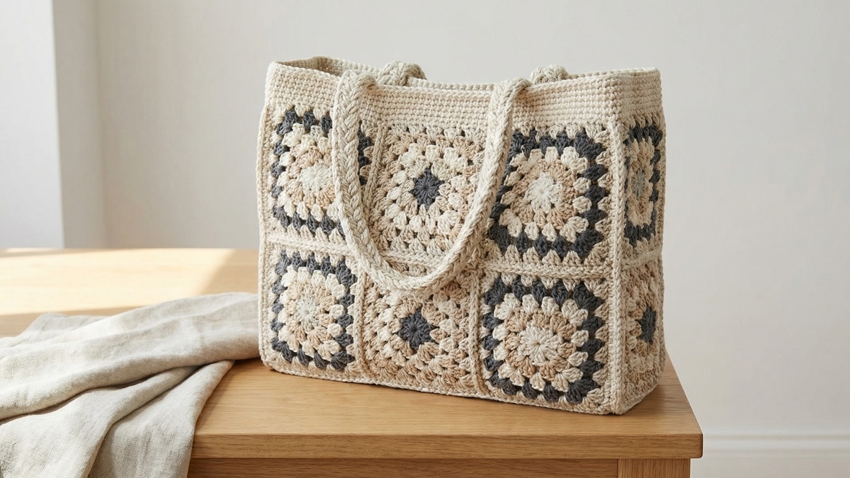 Monte suas próprias bolsas de crochê usando squares encantadores