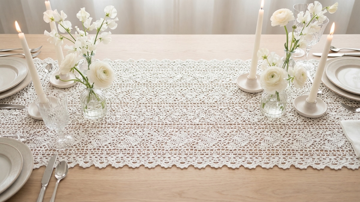 Decore a sua mesa com esses caminhos de mesa em crochê