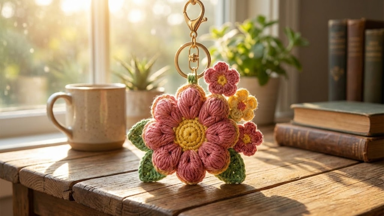 Modelos de chaveiros de crochê com flores para inspirar suas criações em 2026