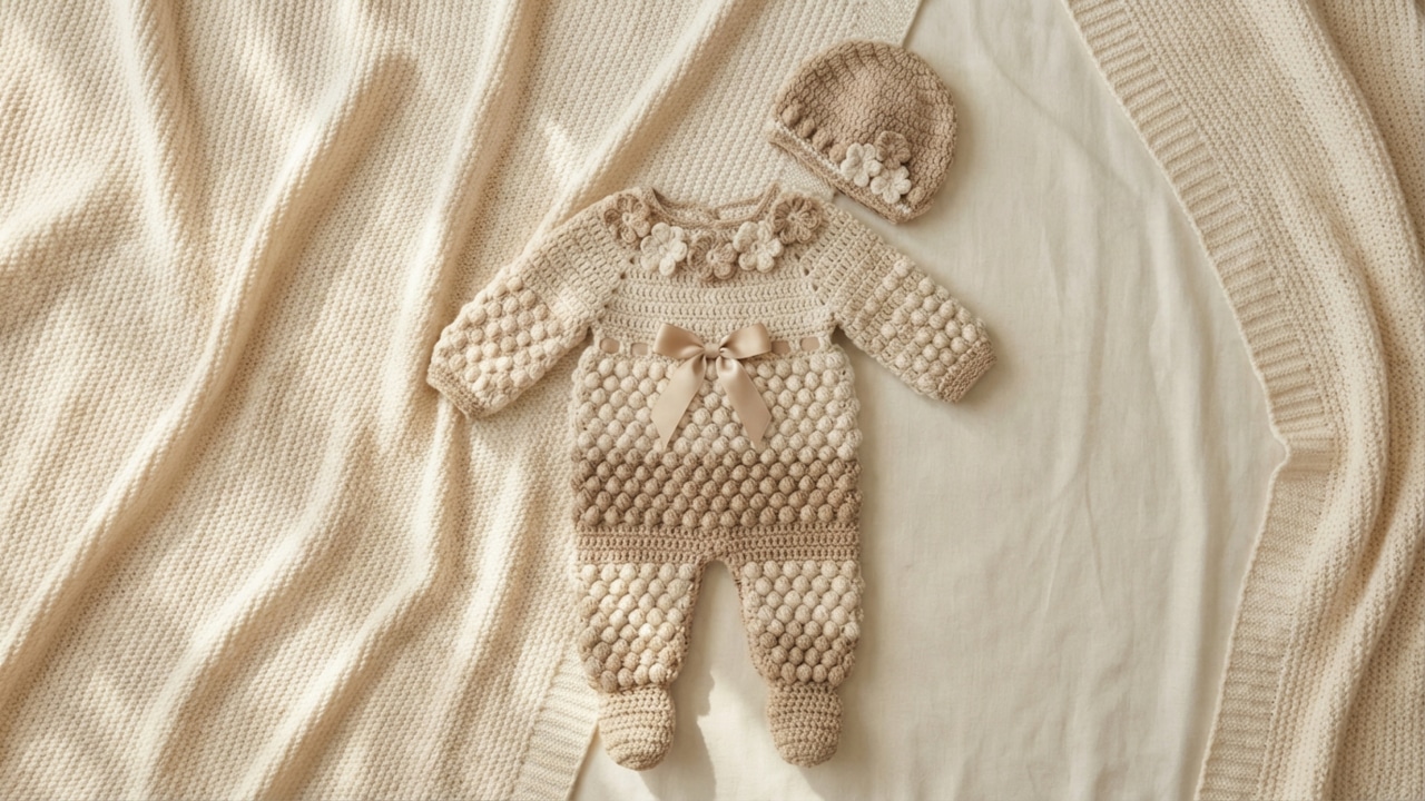 Aprenda a fazer um lindo conjunto de crochê completo para o seu bebê