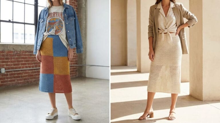 Modelos de saia de crochê para montar looks elegantes no dia a dia
