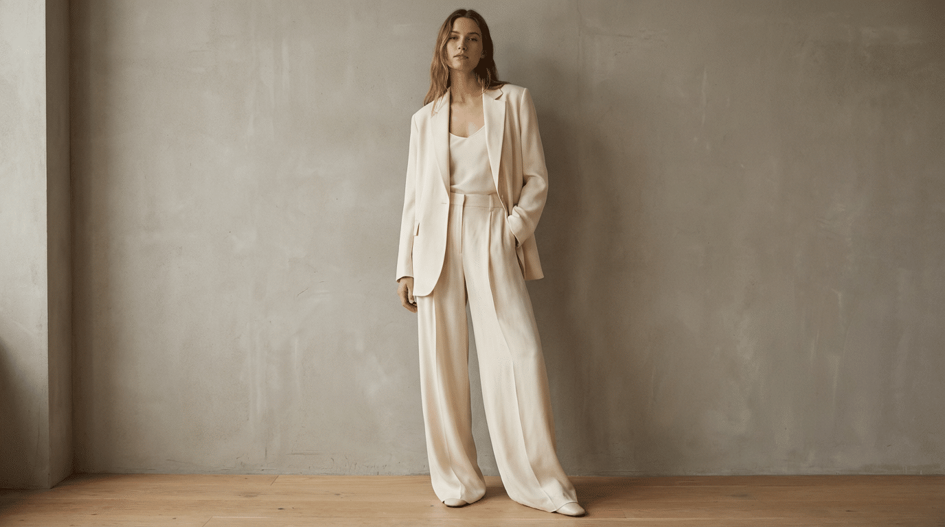 Nem branca, nem bege: a calça ‘leite de amêndoa’ é a tendência elegante de 2026