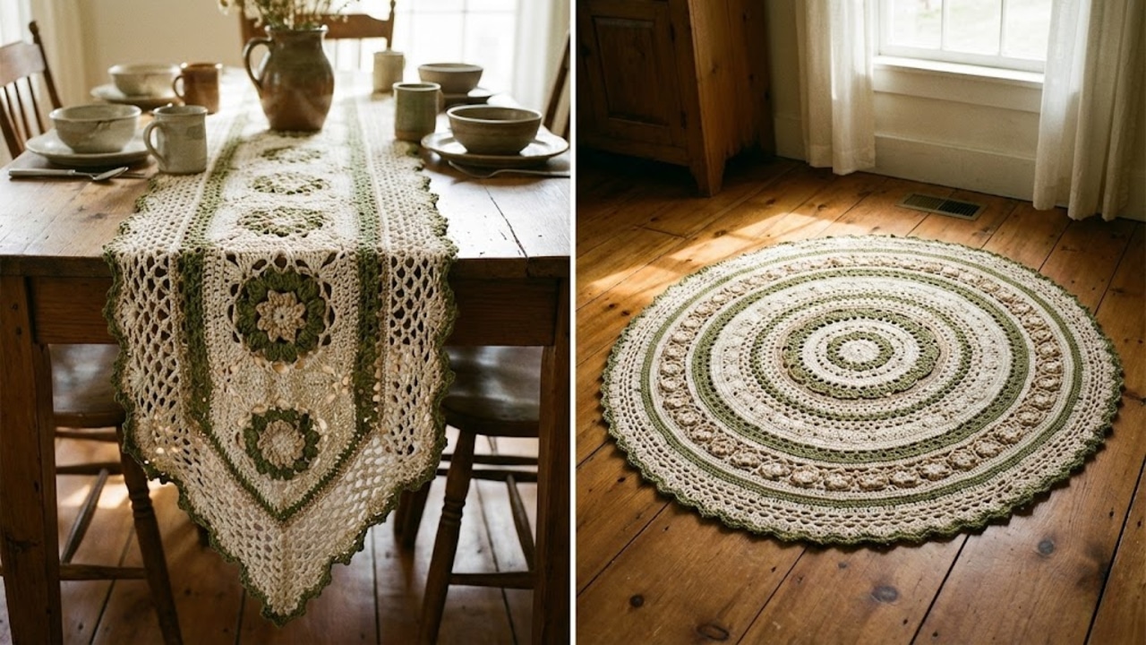 Modelos de tapetes e caminhos de mesa em crochê para ter uma casa mais bonita