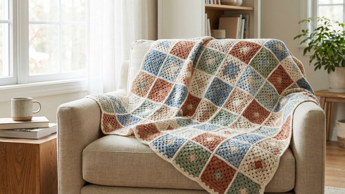 O segredo para fazer mantas de crochê com squares perfeitos