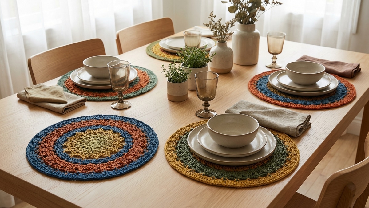 13 sousplats de crochê colorido perfeitos para dar charme a sua mesa