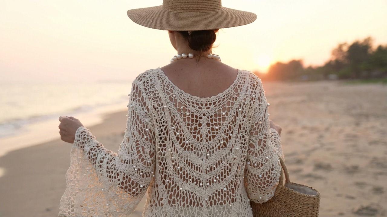 Como fazer saída de praia em crochê com pérolas para o verão 2026