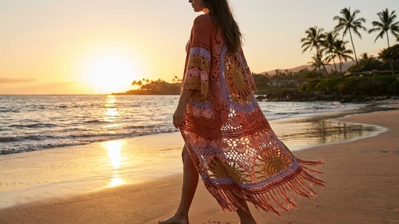 Como fazer a saída de praia em crochê Pôr do Sol para o verão 2026