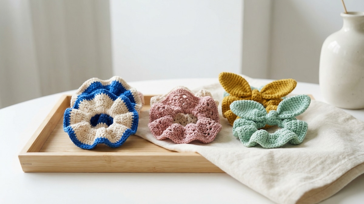 Reviva a moda dos anos 90 criando scrunchies de crochê incríveis