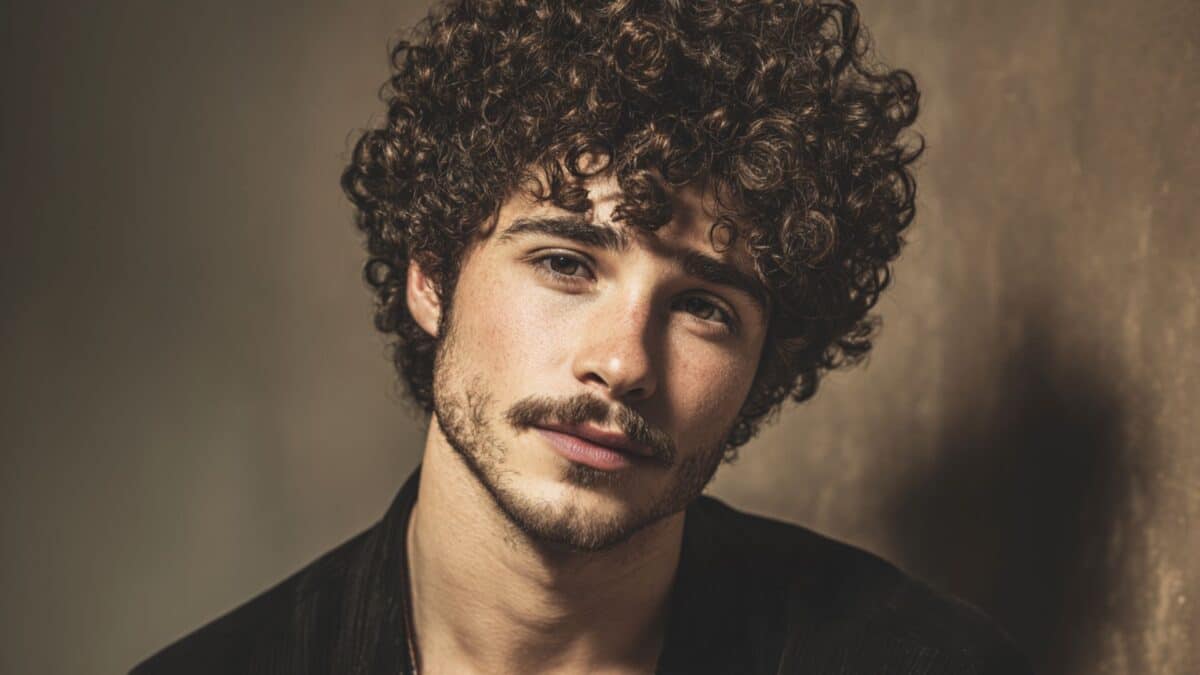 Homem com cabelo cacheado