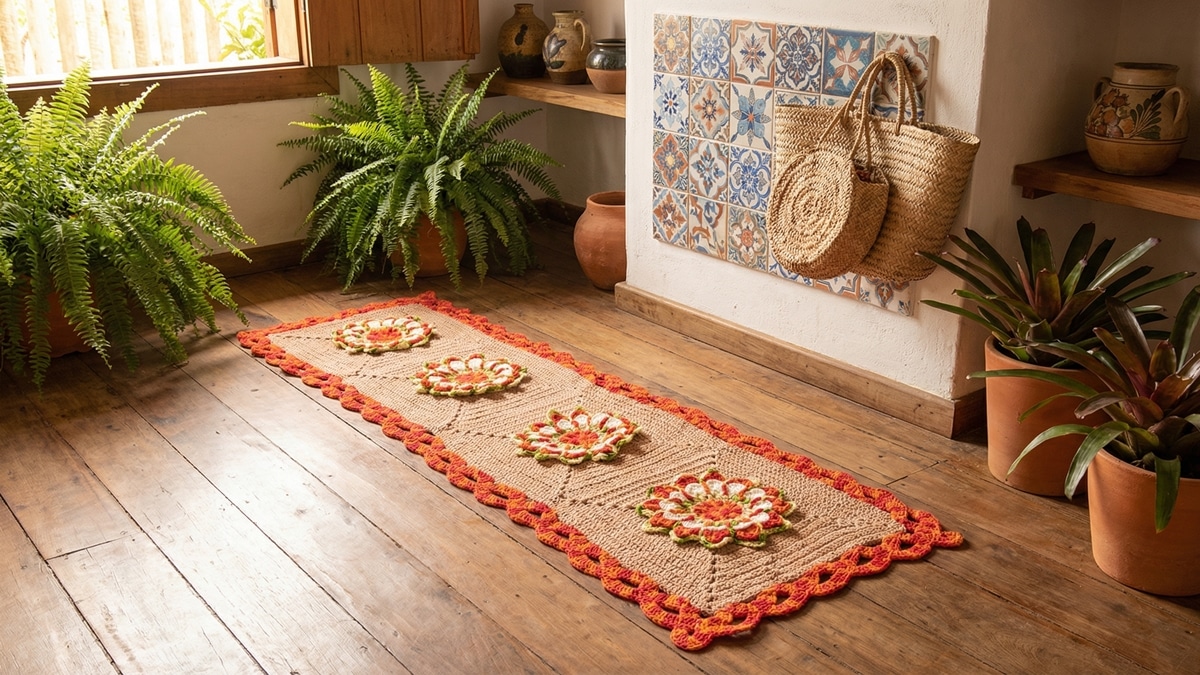 Tapete de crochê floral que vai trazer frescor e charme para a sua casa!