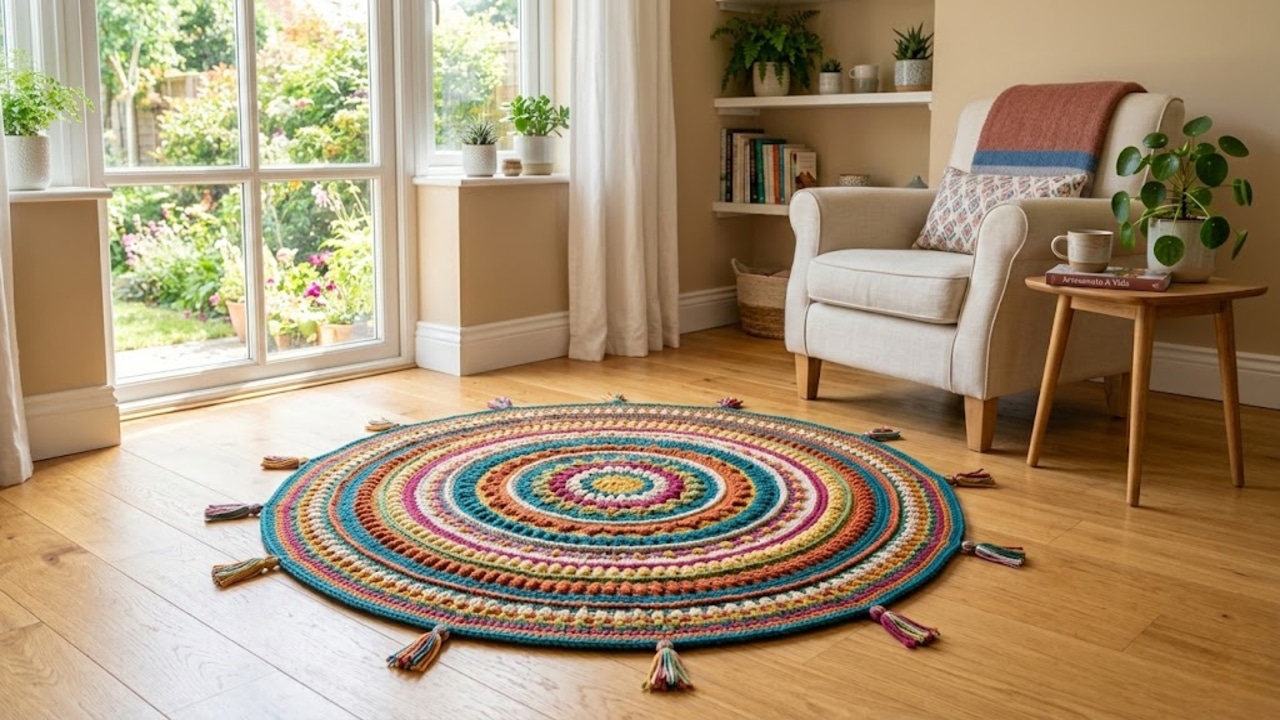 Tapete de crochê: opções elegantes com gráficos para arrasar na decoração em 2026