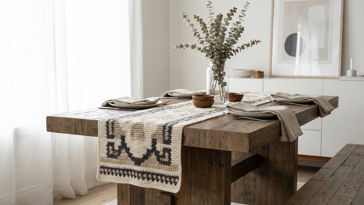 Centros e trilhos de mesa em crochê para um toque único na decoração
