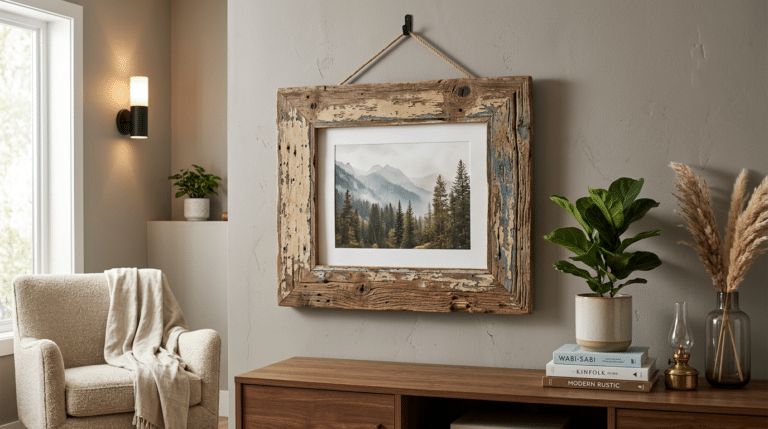 Quadro feito com madeiras velhas