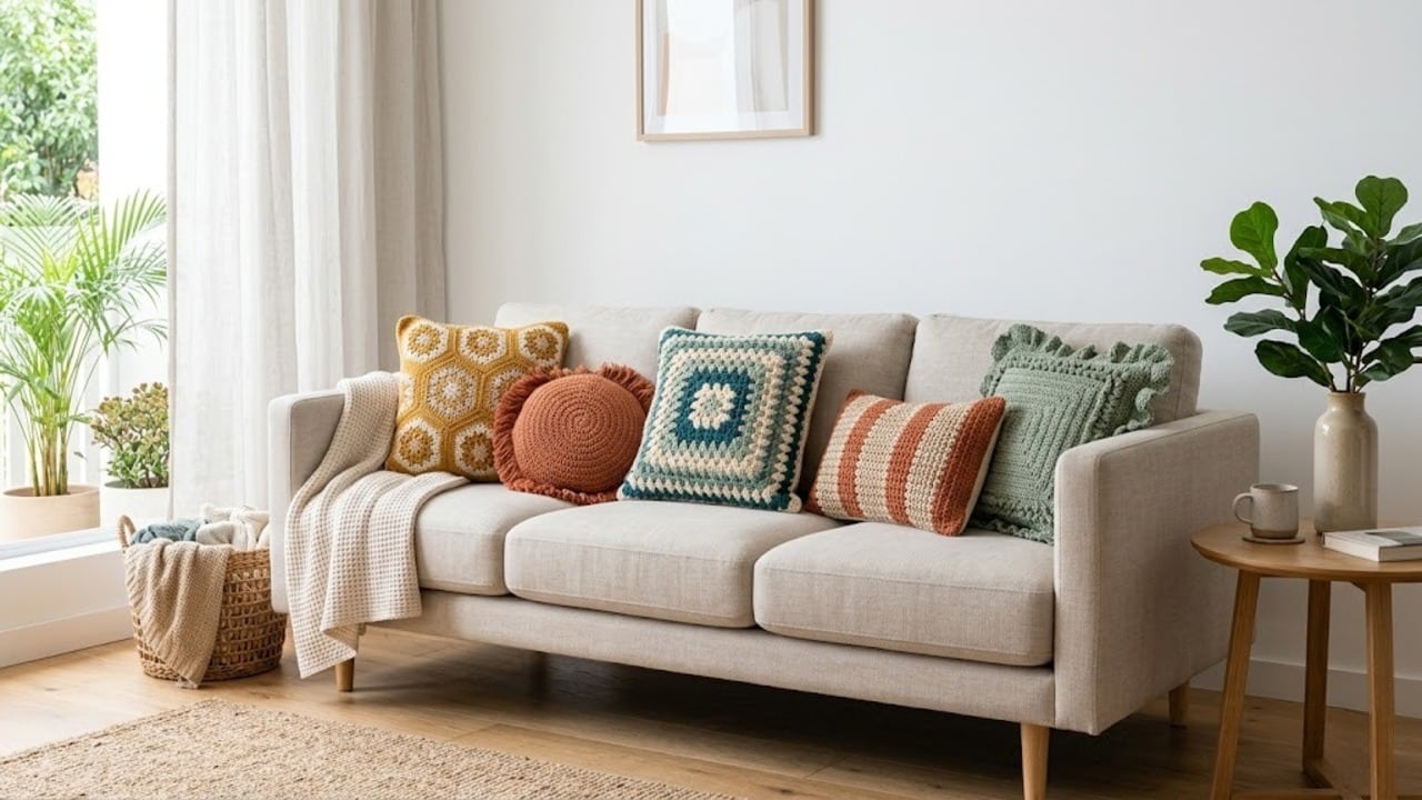 Inspirações de almofadas de crochê para transformar a decoração da casa