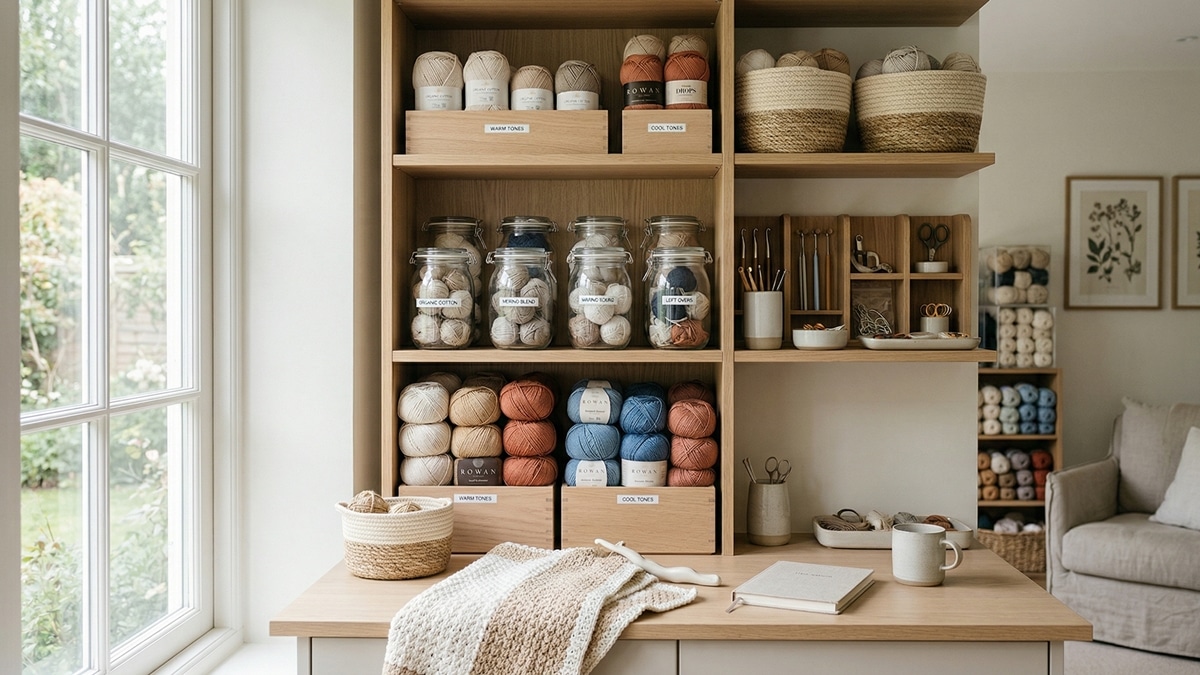 Arrume seu ateliê de crochê organizando fios e sobras com elegância